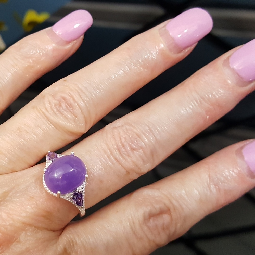 Burmese Purple Jade n Purple CZ - Picture 8 of 8